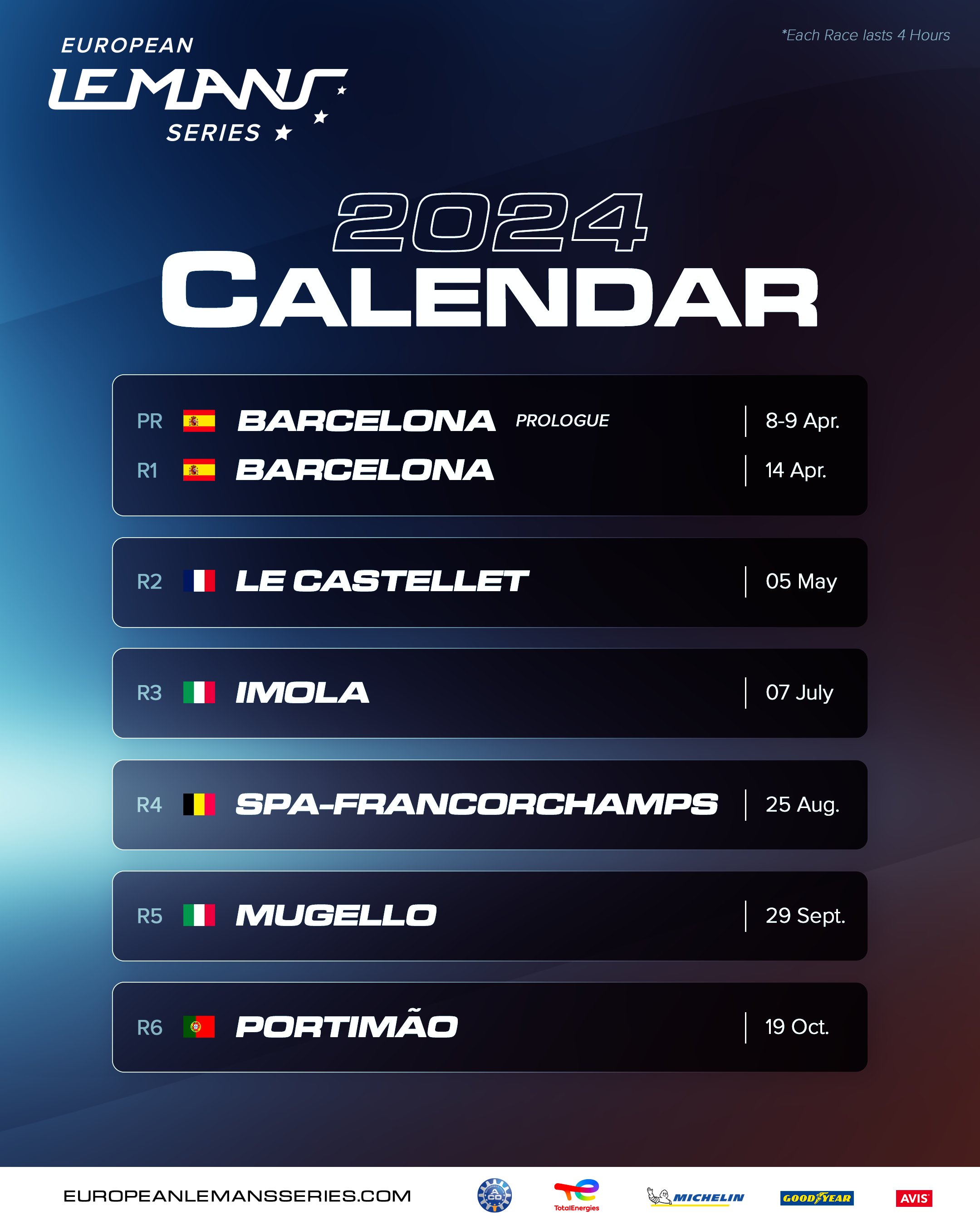 12.09.23 UFFICIALIZZATO IL CALENDARIO 2024 DELLA EUROPEAN LE MANS